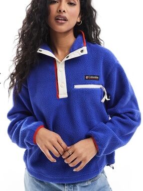 NWOT Columbia Helvetia II Cropped Half Snap Fleece - Clematis Blue - Size S